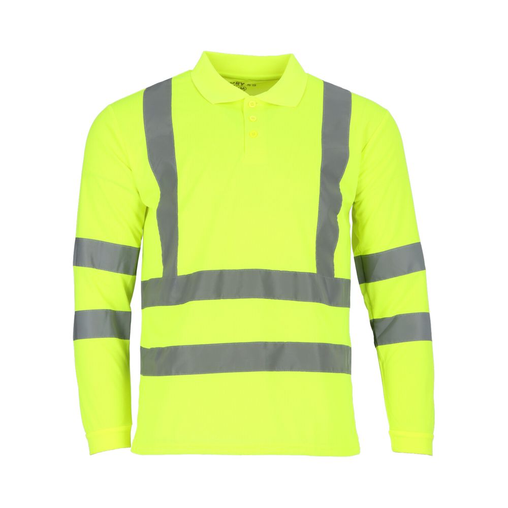 Polera Dry Fit Hombre ML Fluor Cuello Camisero